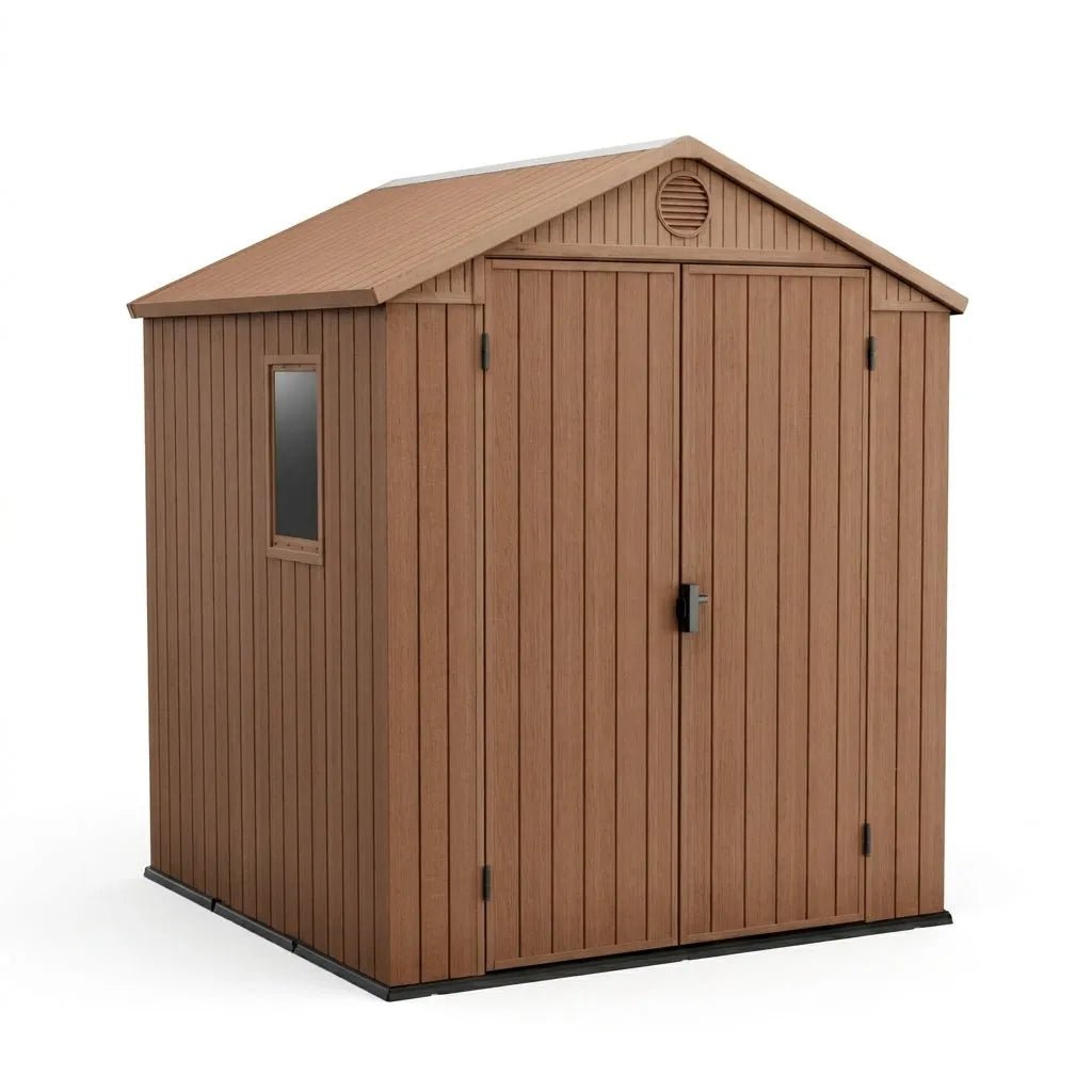 Keter Darwin Apex Plastic Garden Shed 1.8m x 1.8m Brown