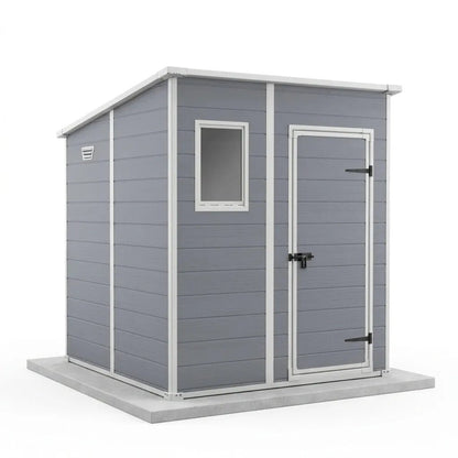 Keter Manor Pent Plastic Garden Shed 1.8m x 1.8m Grey