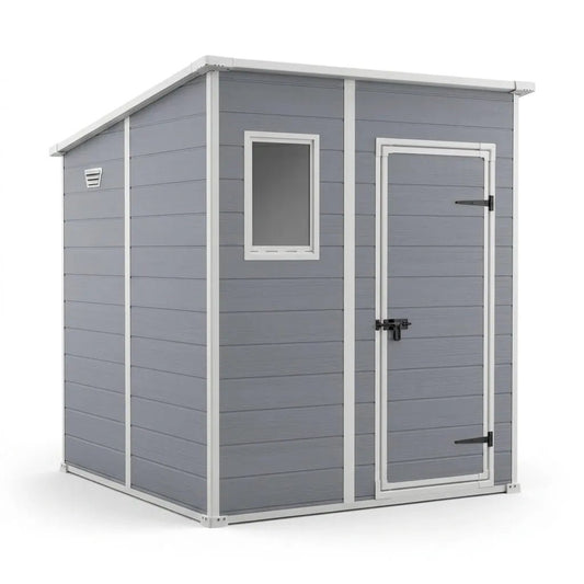 Keter Manor Pent Plastic Garden Shed 1.8m x 1.8m Grey
