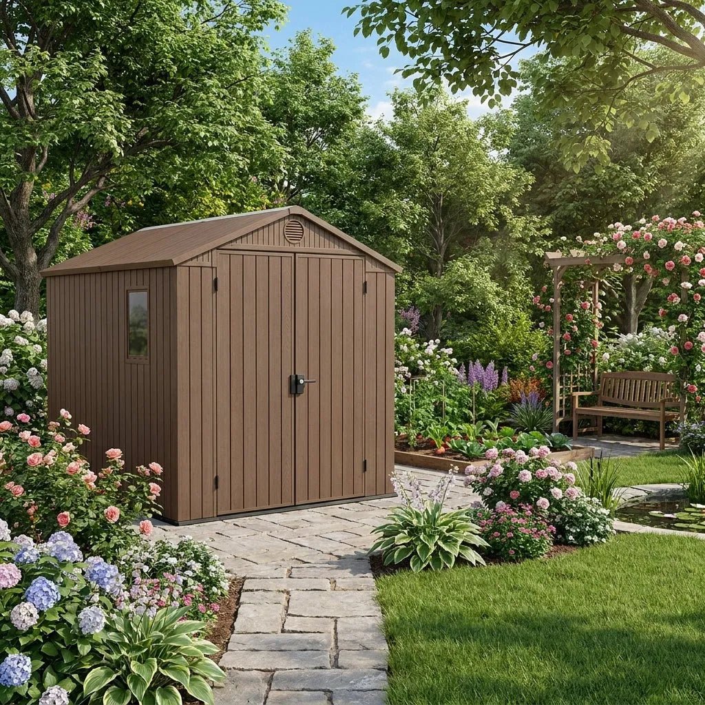 Keter Darwin Plastic Garden Shed 1.8m x 2.4m Brown