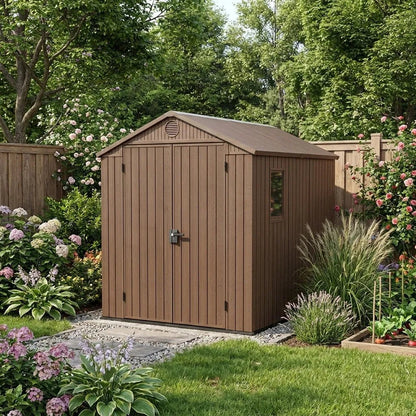 Keter Darwin Plastic Garden Shed 1.8m x 2.4m Brown