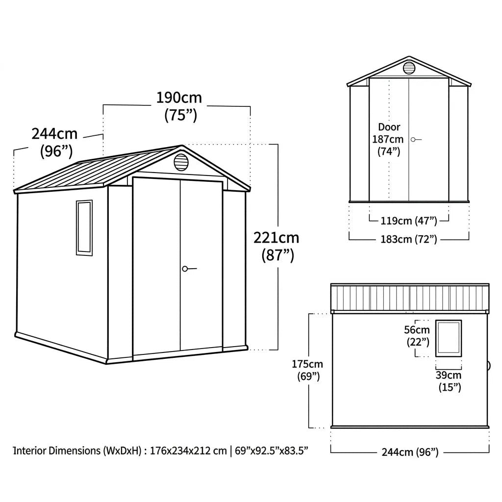 Keter Darwin Plastic Garden Shed 1.8m x 2.4m Green