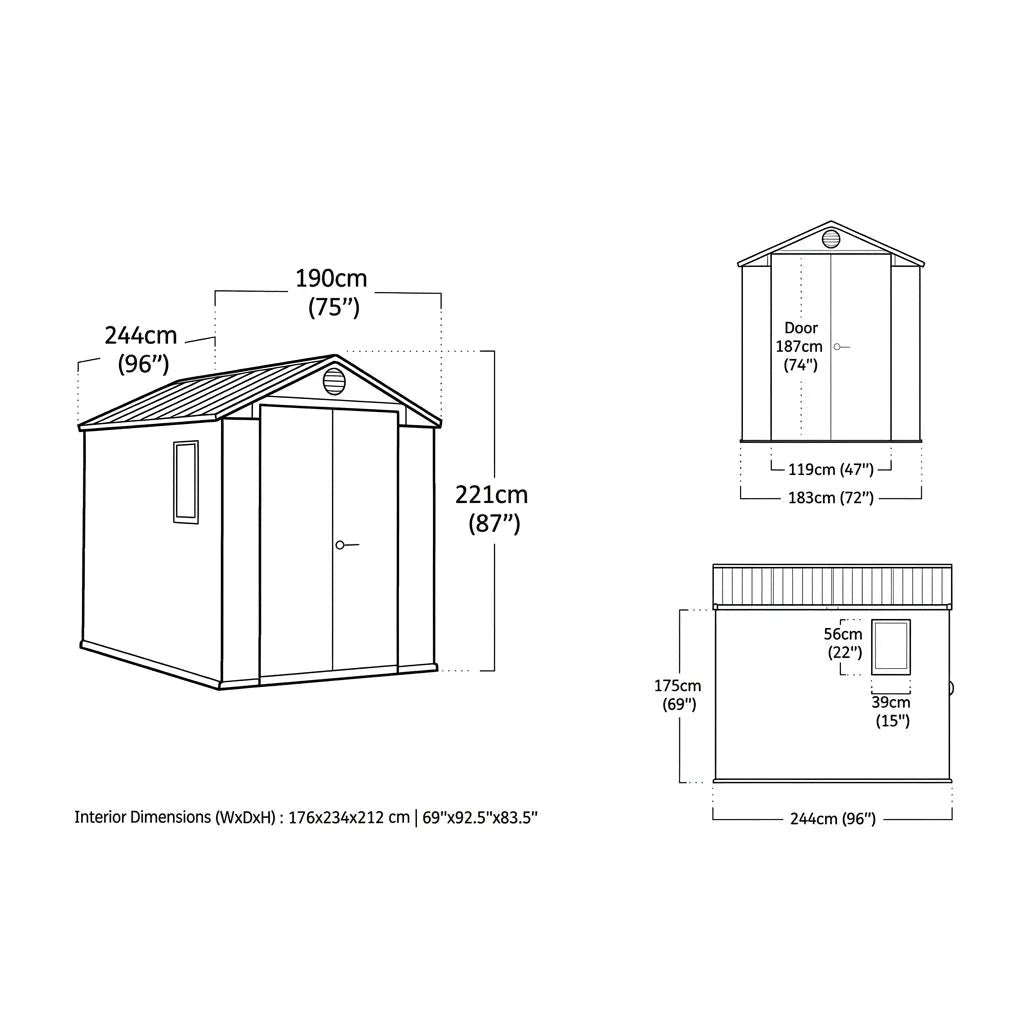 Keter Darwin Plastic Garden Shed 1.8m x 2.4m Green