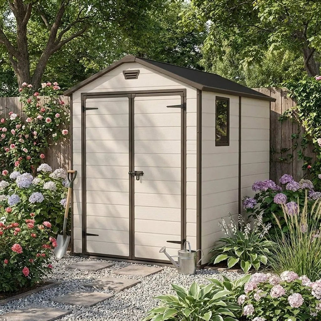Keter Manor Plastic Garden Shed 1.8m x 2.4m Beige