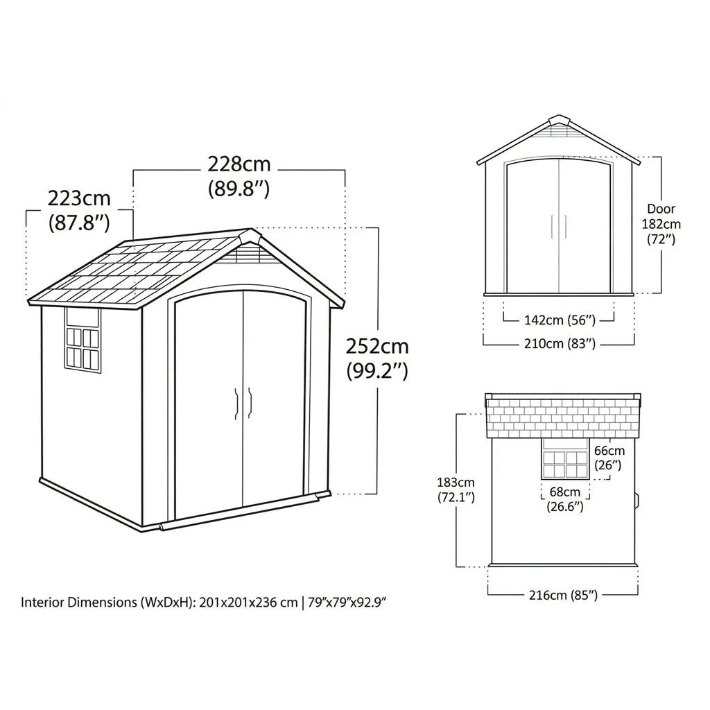 Premier Rectangular Plastic Garden Shed 2.3m x 3.4m Grey