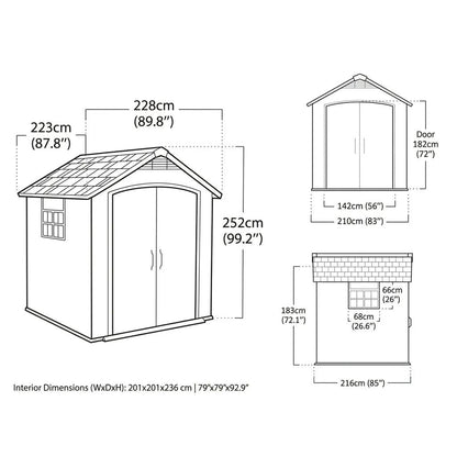 Premier Rectangular Plastic Garden Shed 2.3m x 3.4m Grey