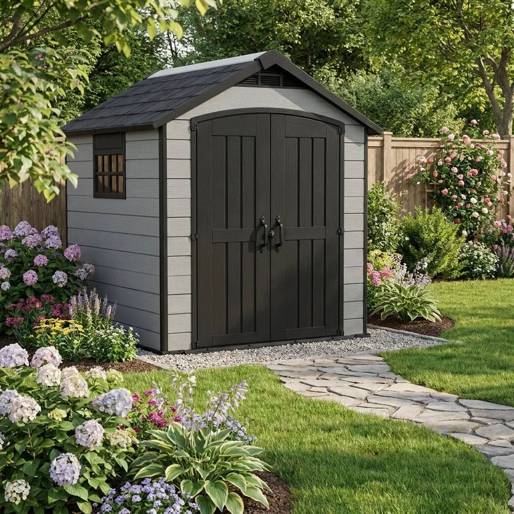 Premier Rectangular Plastic Garden Shed 2.3m x 3.4m Grey