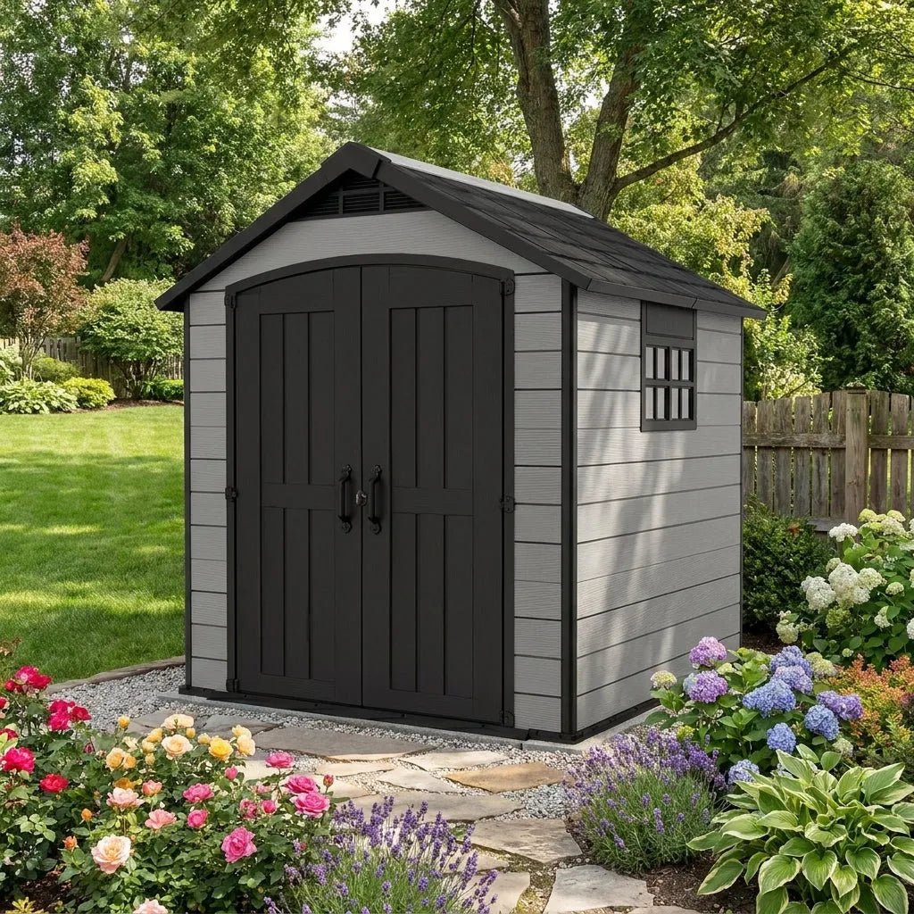 Premier Rectangular Plastic Garden Shed 2.3m x 3.4m Grey