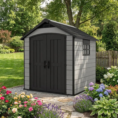 Premier Rectangular Plastic Garden Shed 2.3m x 3.4m Grey