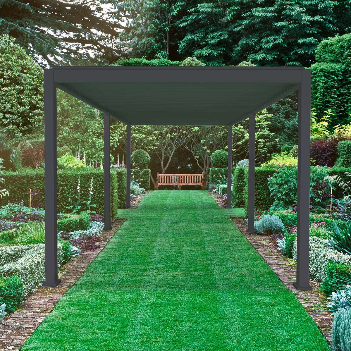 NOVA TITAN Rectangular Aluminium Louvered Pergola 6m x 3m Grey