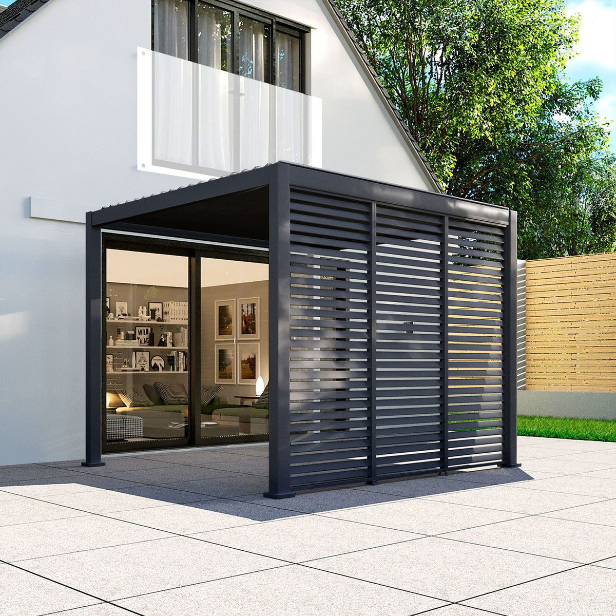 NOVA TITAN Rectangular Aluminium Louvered Pergola 4m x 3.6m Grey
