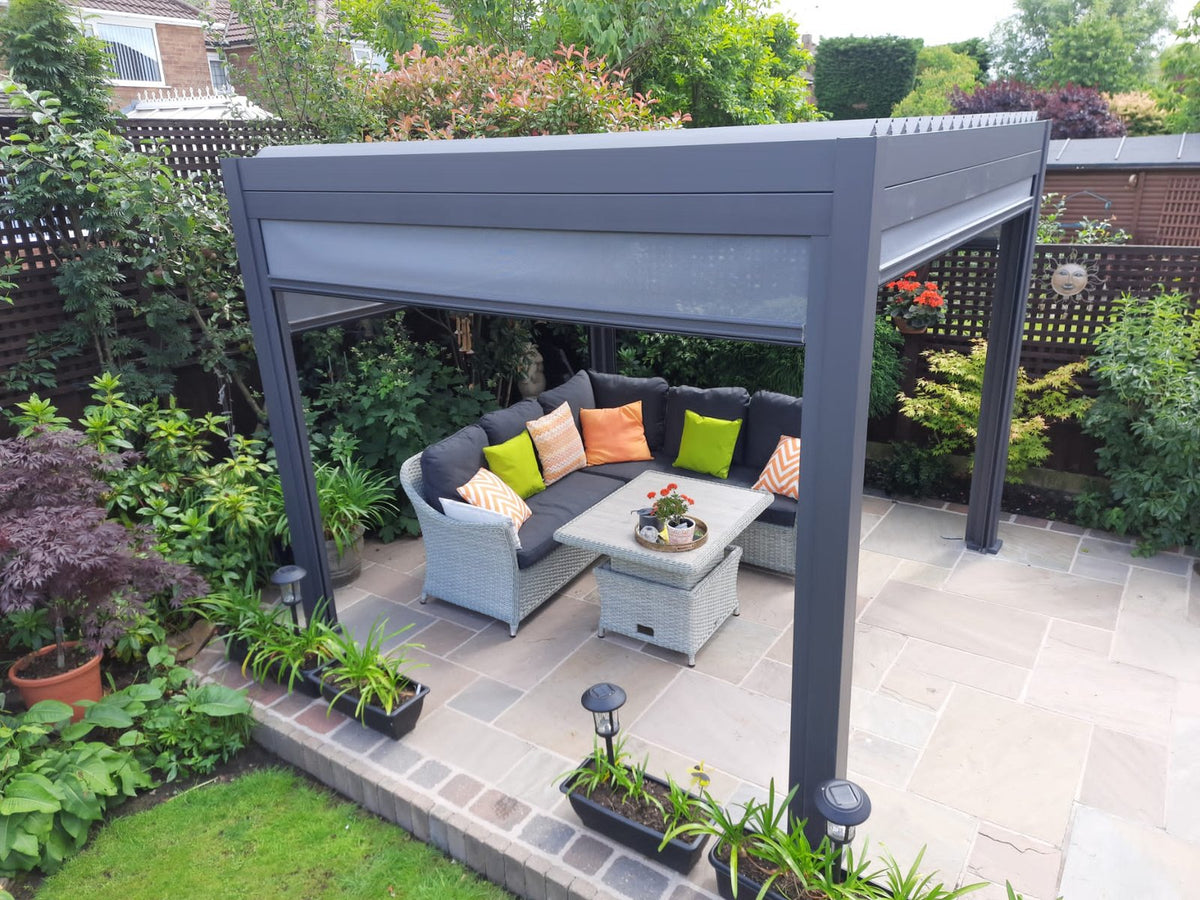 NOVA TITAN Square Aluminium Louvered Pergola 3m x 3m Grey
