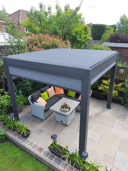 NOVA TITAN Square Aluminium Louvered Pergola 3m x 3m Grey