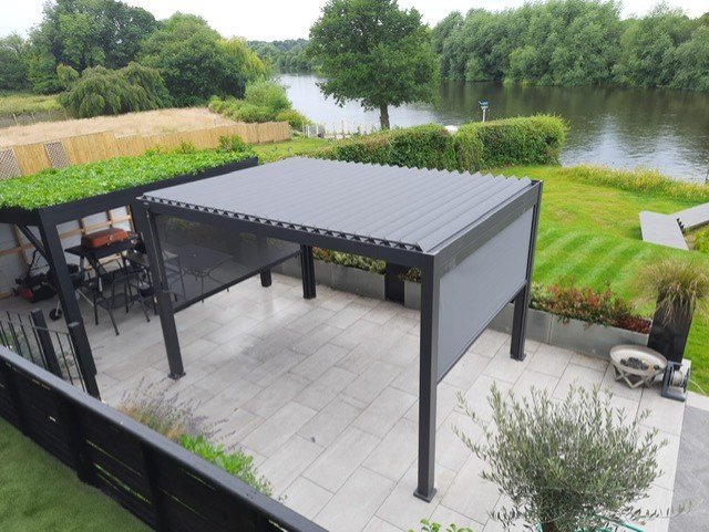 NOVA TITAN Rectangular Aluminium Louvered Pergola 4m x 3m Grey