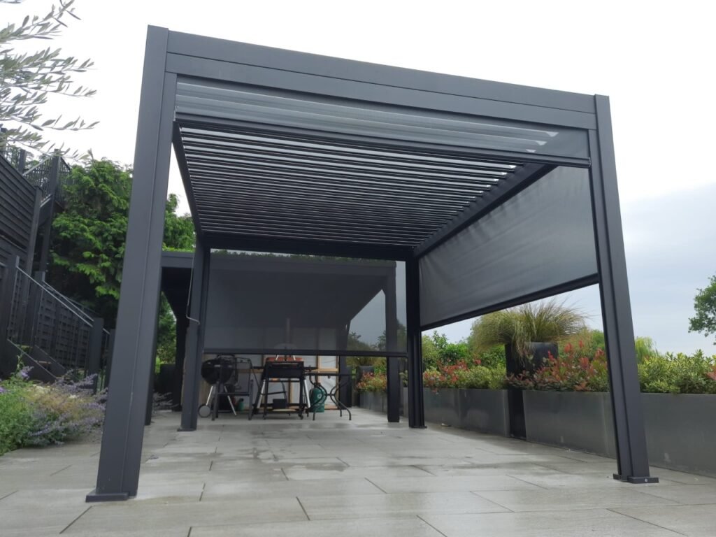 NOVA TITAN Rectangular Aluminium Louvered Pergola 4m x 3m Grey
