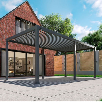 NOVA TITAN Rectangular Aluminium Louvered Pergola 6m x 3m Grey