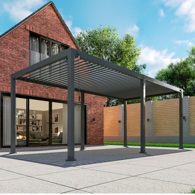 NOVA TITAN Rectangular Aluminium Louvered Pergola 7.2m x 3.6m Grey