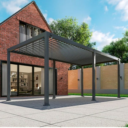 NOVA TITAN Rectangular Aluminium Louvered Pergola 7.2m x 3.6m Grey