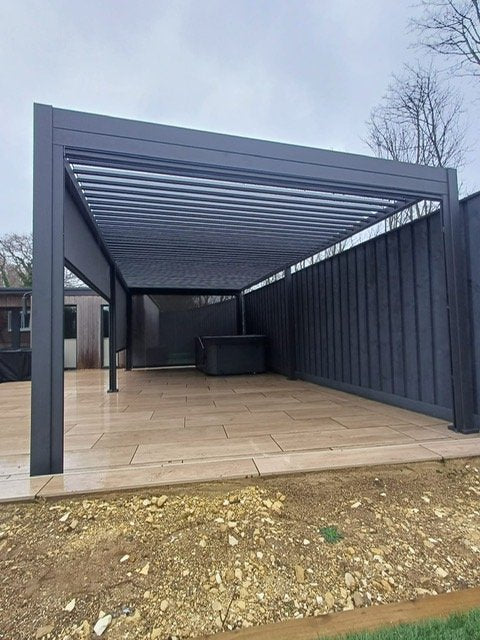 NOVA TITAN Rectangular Aluminium Louvered Pergola 7.2m x 3.6m Grey