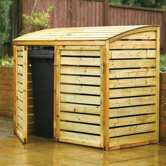 Rowlinson Classic Wooden Double Bin Store 1.6m x 0.8m Natural