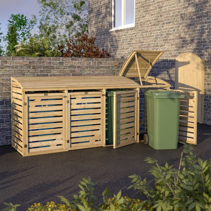 Rowlinson Classic Wooden Quadruple Bin Store 3.1m x 0.8m Natural