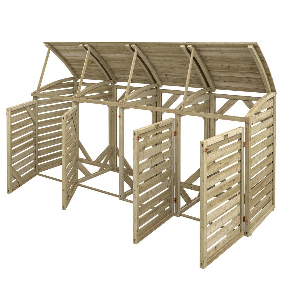 Rowlinson Classic Wooden Quadruple Bin Store 3.1m x 0.8m Natural