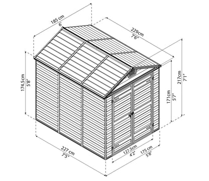 Palram Canopia Skylight Apex Plastic Shed 1.9m x 2.3m Anthracite
