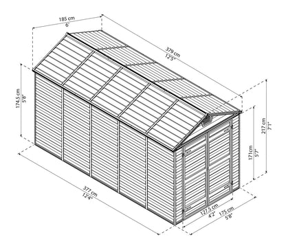 Palram Canopia Skylight Apex Plastic Shed 1.9m x 3.8m Anthracite