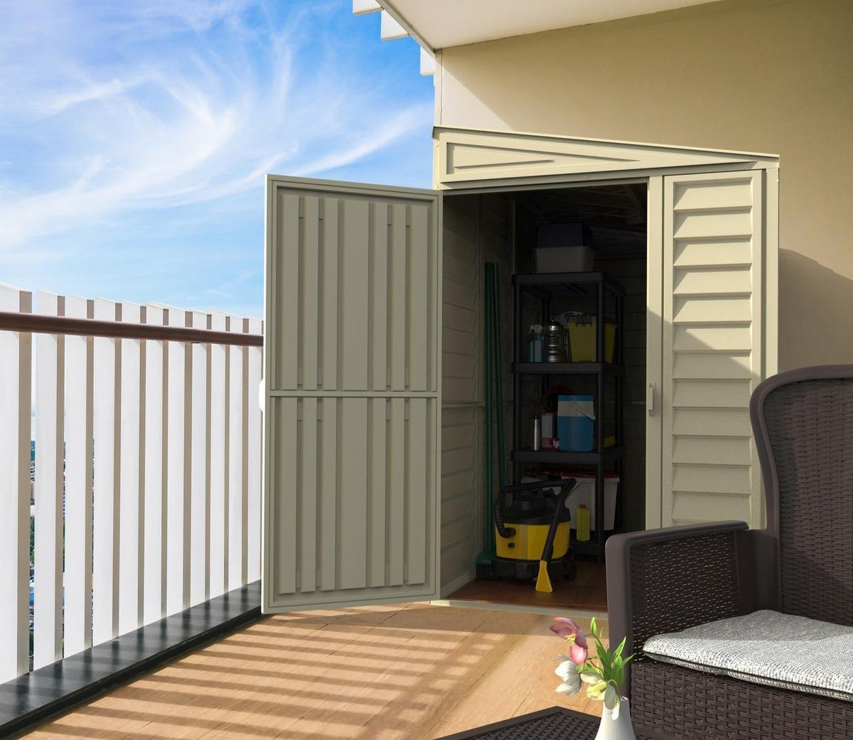 Duramax Sidemate Lean To Plastic Shed 1.2m x 2.4m Ivory