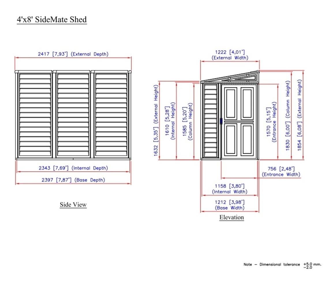 Duramax Sidemate Lean To Plastic Shed 1.2m x 2.4m Ivory