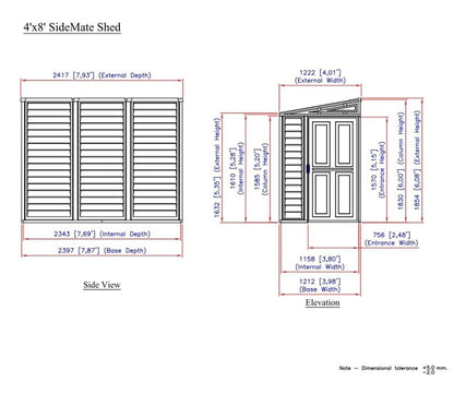 Duramax Sidemate Lean To Plastic Shed 1.2m x 2.4m Ivory