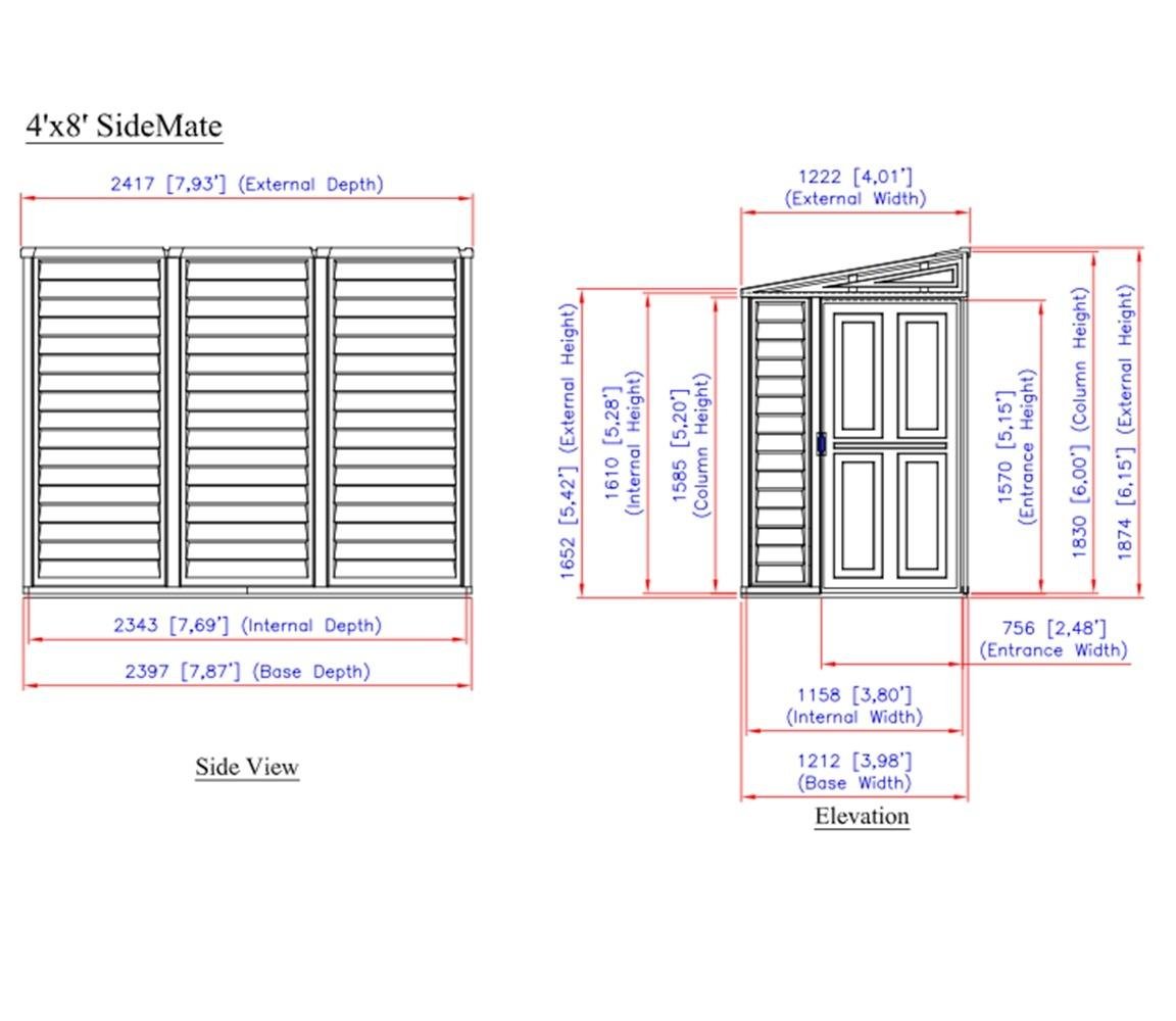 Duramax Sidemate Plus Lean To Plastic Shed 1.2m x 2.4m Adobe