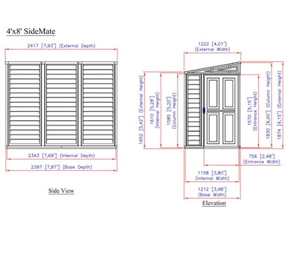 Duramax Sidemate Plus Lean To Plastic Shed 1.2m x 2.4m Adobe