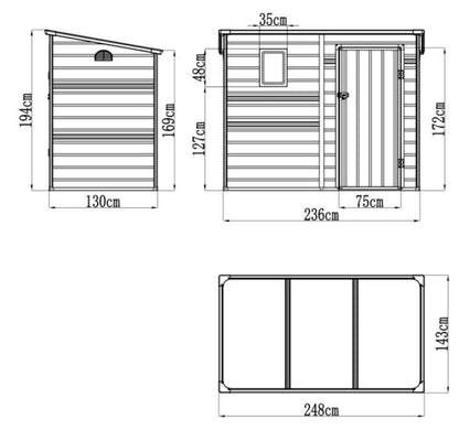 Lotus Sheds Oxonia Pent Plastic Shed 1.3m x 2.4m