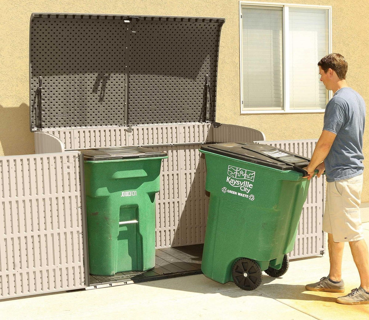 Lifetime Low Garden Storage Box 1.9m x 1.1m Desert Sand