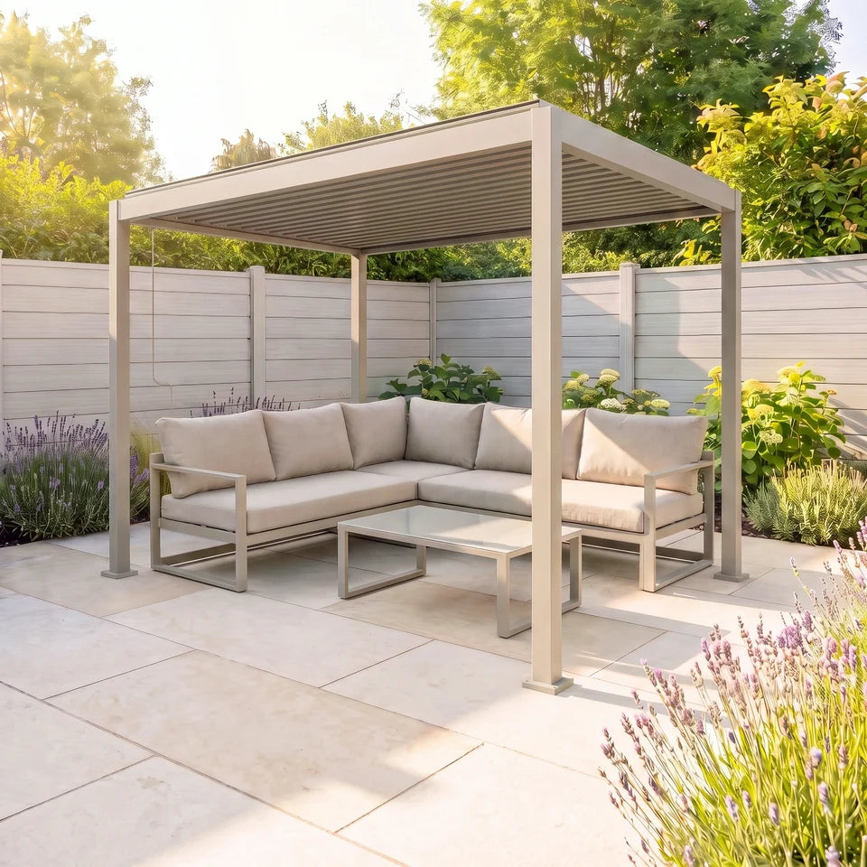 Nova Luna 2.4m x 3m Rectangular Steel Garden Pergola Grey