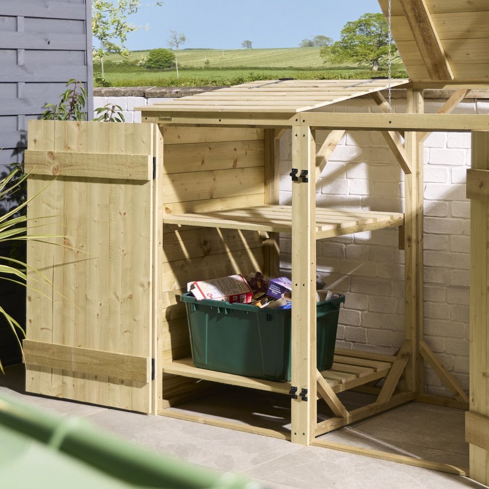 Rowlinson Premier Shiplap Double Bin Store 2.2m x 0.8m Natural
