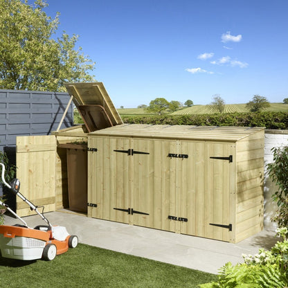 Rowlinson Premier Shiplap Quadruple Bin Store 2.9m x 0.8m Natural