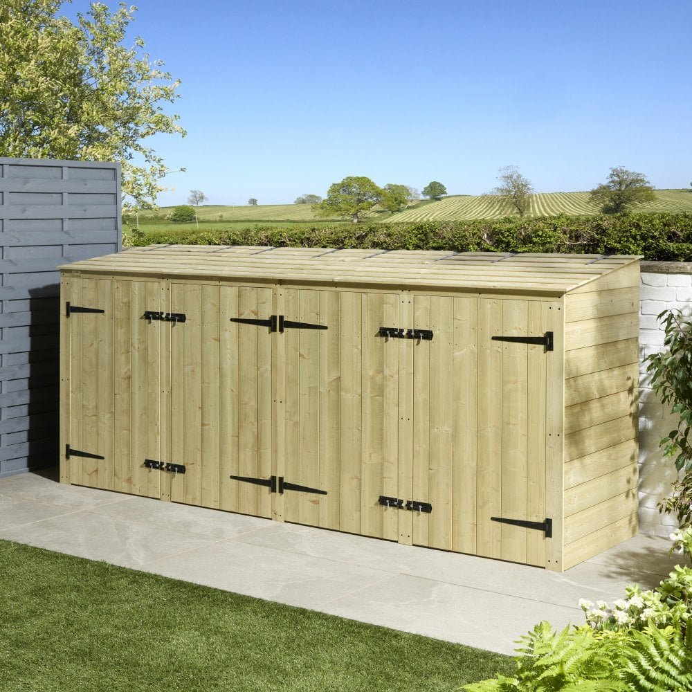 Rowlinson Premier Shiplap Quadruple Bin Store 2.9m x 0.8m Natural