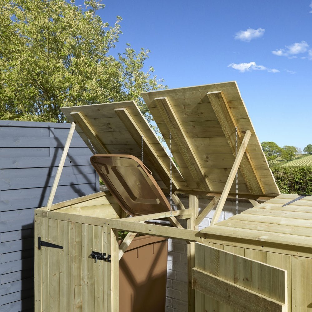 Rowlinson Premier Shiplap Wooden Triple Bin Store 2.2m x 0.8m Natural