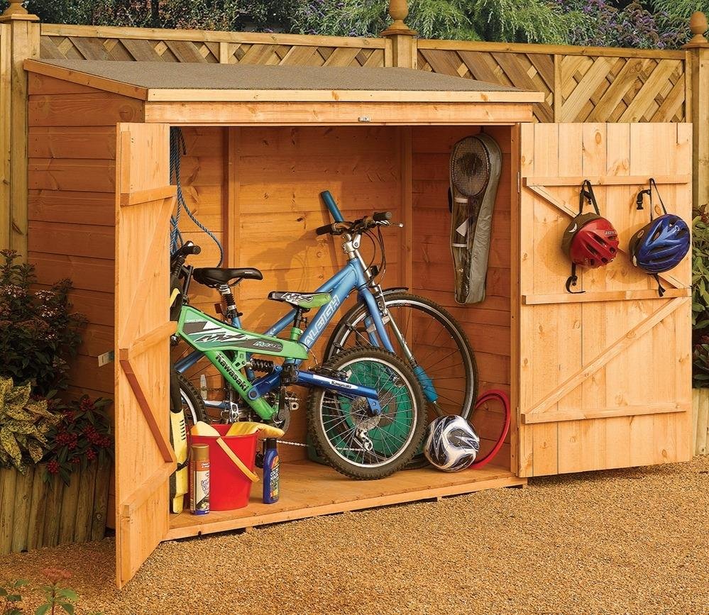 Rowlinson Wallstore Wooden Garden Shed 1.8m x 0.8m Honey Brown