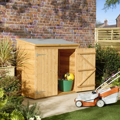 Rowlinson Premier Shiplap Wooden Mower Store 1.4m x 0.8m Honey Brown