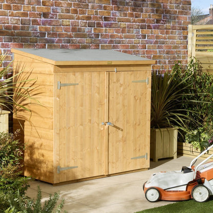 Rowlinson Premier Shiplap Wooden Mower Store 1.4m x 0.8m Honey Brown