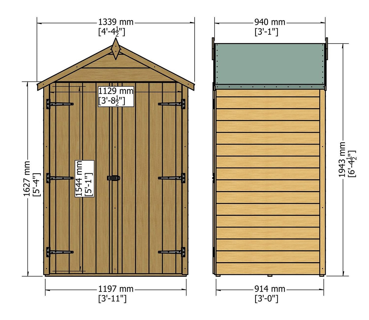 Shire Overlap Wooden Shed 1.2m x 0.9m