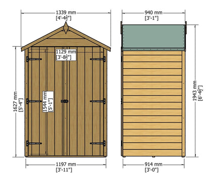 Shire Overlap Wooden Shed 1.2m x 0.9m