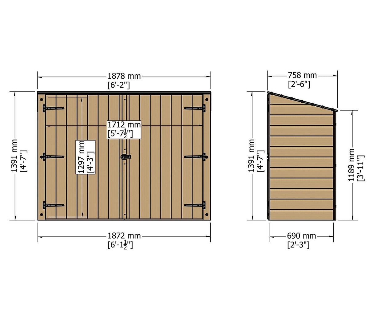 Shire Pent Wooden Bike Store 1.9m x 0.8m