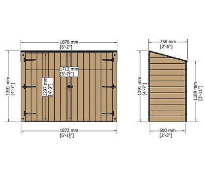 Shire Pent Wooden Bike Store 1.9m x 0.8m