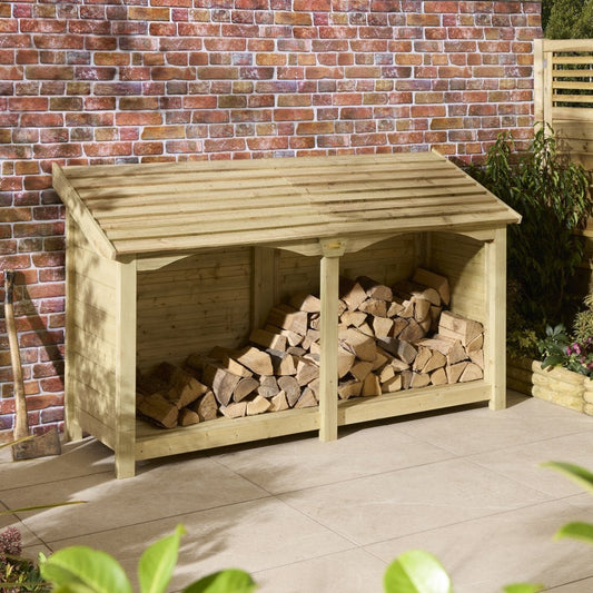 Rowlinson Signature Heritage Wooden Double Log Store 2.1m x 0.7m Natural