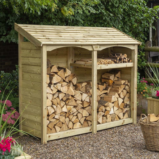 Rowlinson Signature Heritage Wooden Double Log Store 2.1m x 0.7m Natural