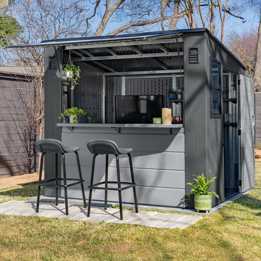 Suncast Cabana Entertainment Plastic Shed 2.4m x 2.1m Cool Grey